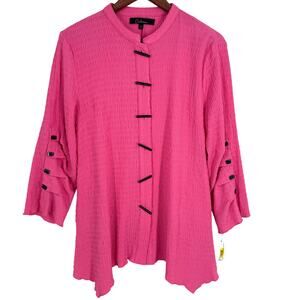 NEW NWT Calessa Sz Small Hot Pink Wearable Art to Wear Blouse Shirt Top Beach